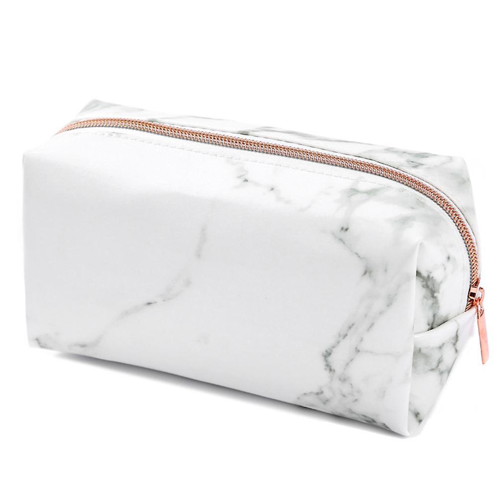 White Marble Pu Stationery Pencil Case Makeup Bag with Rose Gold Zip