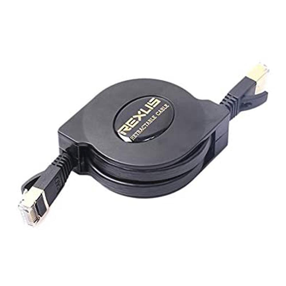 Rexlis Retractable Ultra Flat Cat-7 10 Gigabit Rj45 Ethernet Cable
