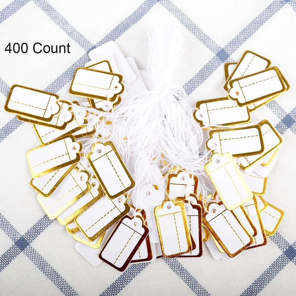 400 Pcs Paper Price Tags with Hanging String Marking Tags 25mmx13mm