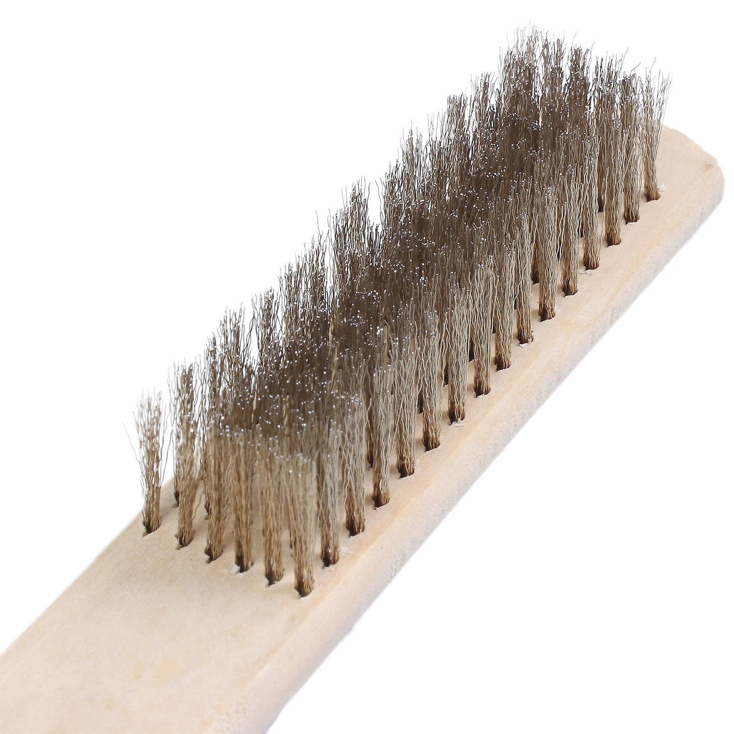 8" Length 6 Rows Brass Bristle Wood Handle Wire Scratch Brush