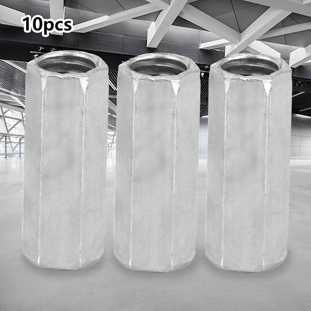 M8x28 Nut Long Rod Hexagonal Carbon Steel Screw Nut 10 Pieces