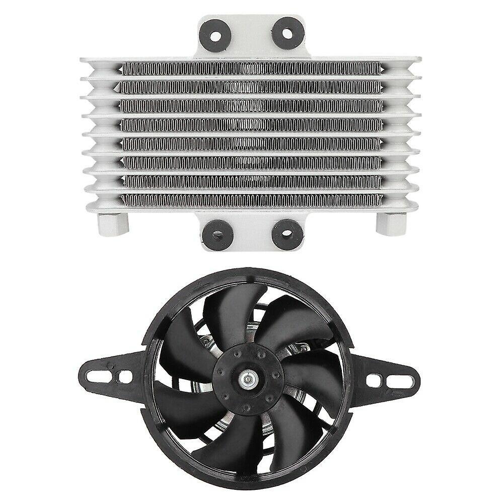 Motorcycle Engine Oil Cooler Fan Cooling Radiator Aluminum 125ml