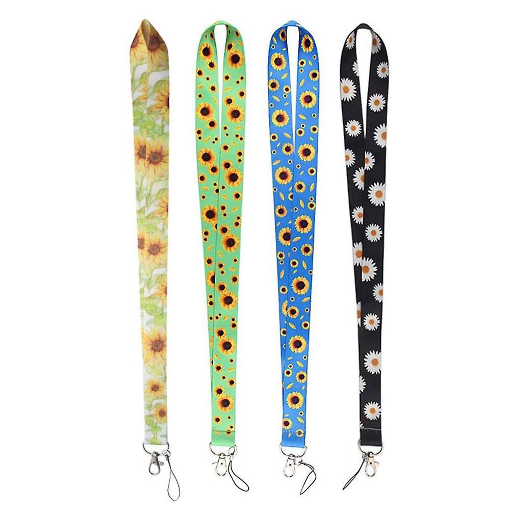 4pcs Sunflower Lanyards for Mobile Phone Id Badge Holder Keychain