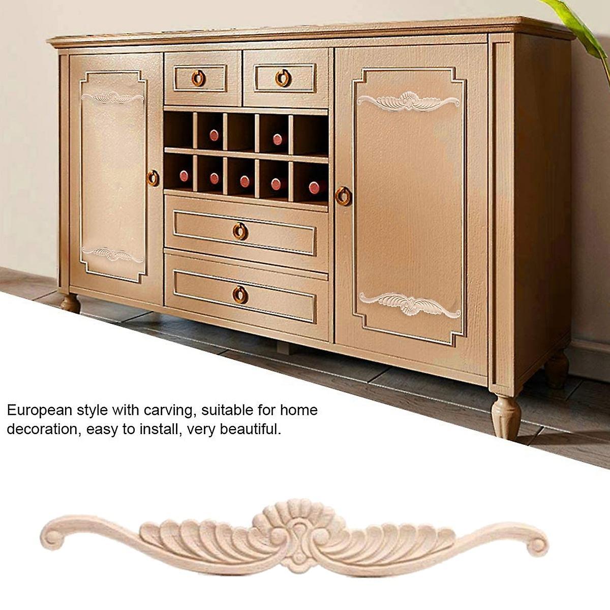 4pcs Wood Carved Corner Onlay Applique Door Cabinet Furniture