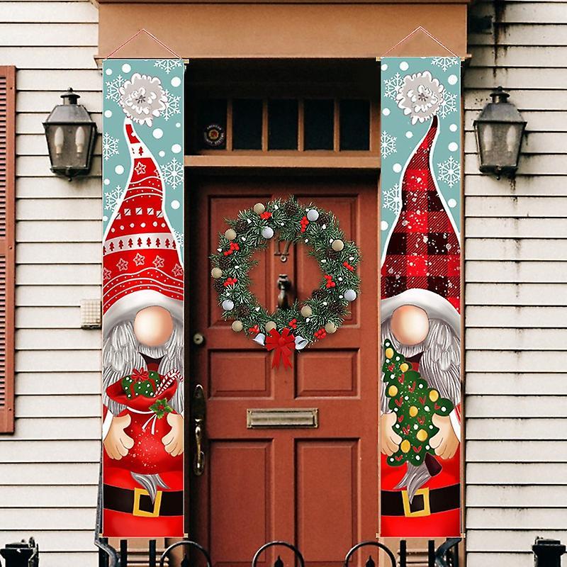 2pcs Christmas Outdoor Banner Hanging Sign Home Decoration Ornaments