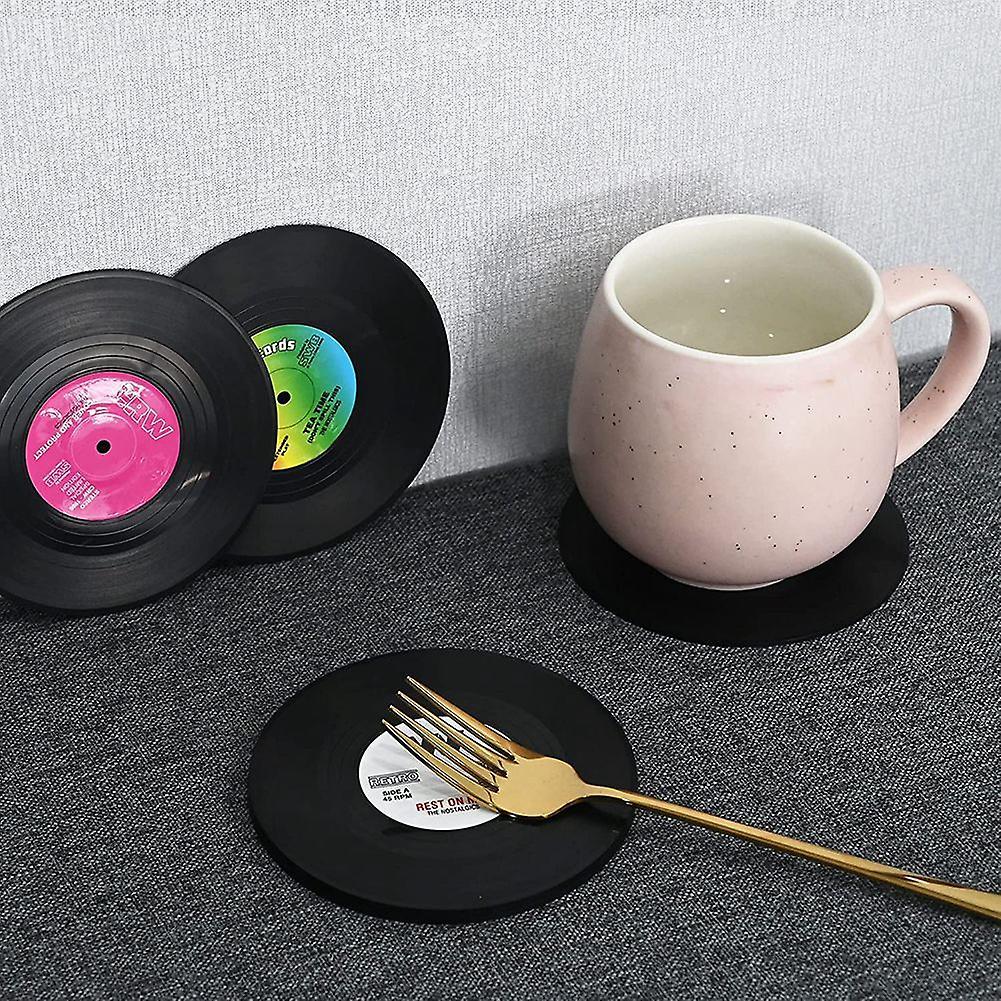 Drink Coasters,retro Cd Record Coaster Set Round Cup Mat