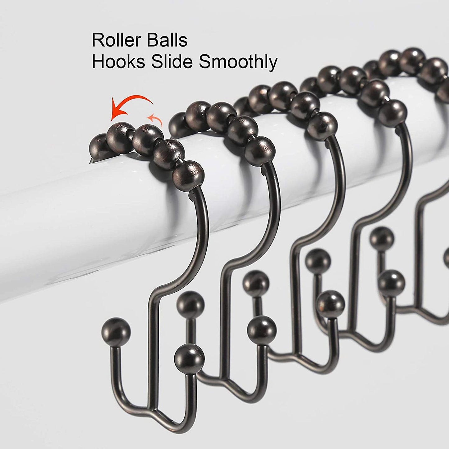 12pcs Stainless Steel Shower Curtain Rings Shower Hooks for Curtain