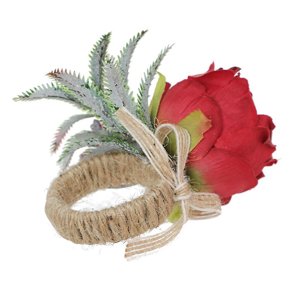 4pcs Artificial Rose Flower Napkin Ring Table Decoration(orange)