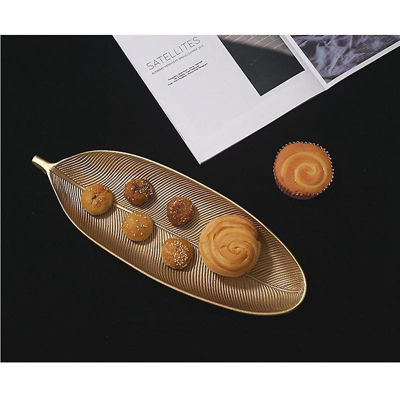 Gold Leaves Shape Serving Tray Jewelry Pallet Fruit Snack Dish(small)