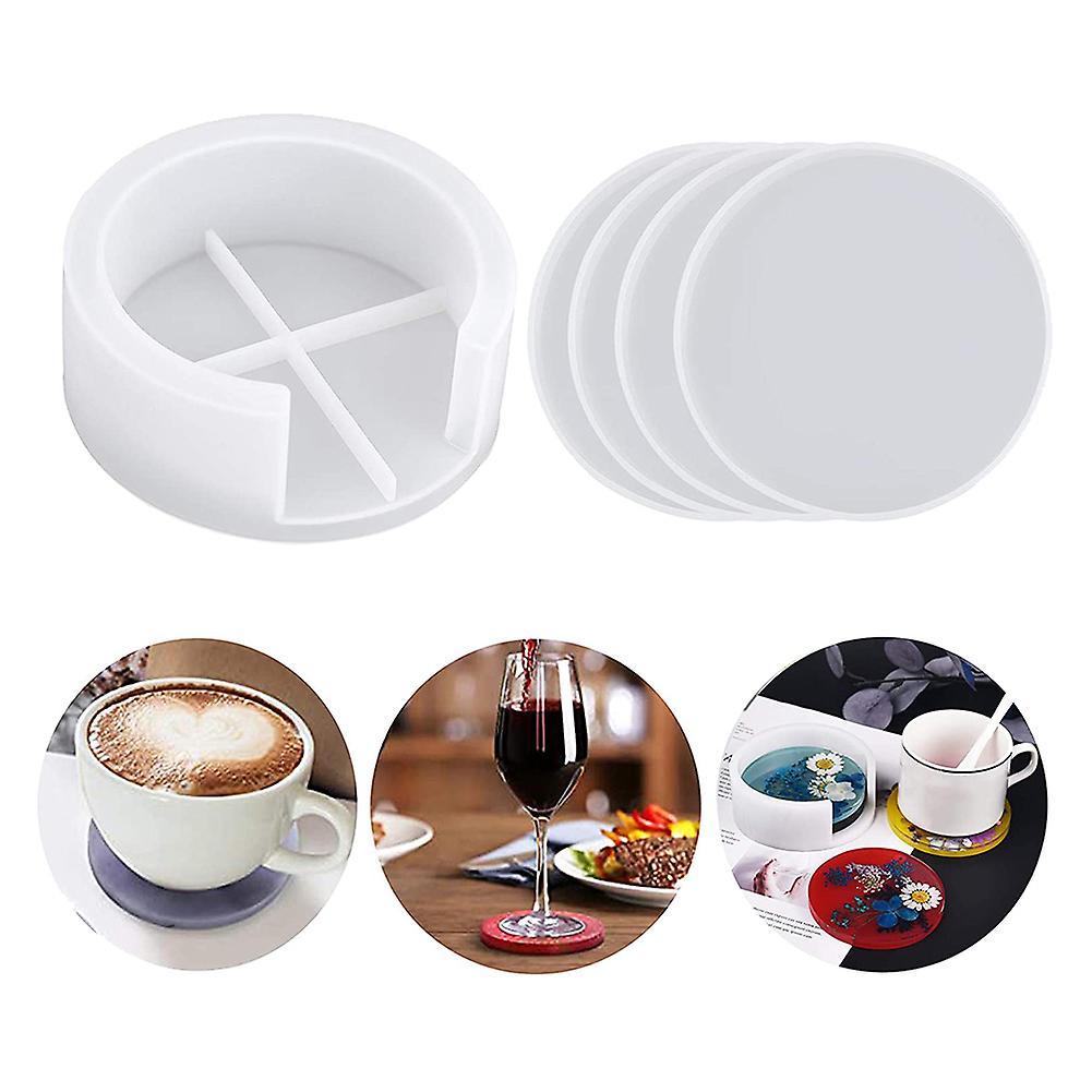 4pcs Resin Coaster Mold with Coaster Storage Mold for Resin Casting