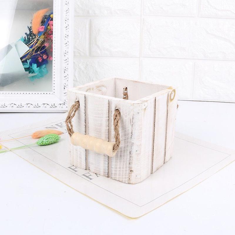 Wooden Rustic Flower Pot Basket Fleshy Succulent Planter Garden Home