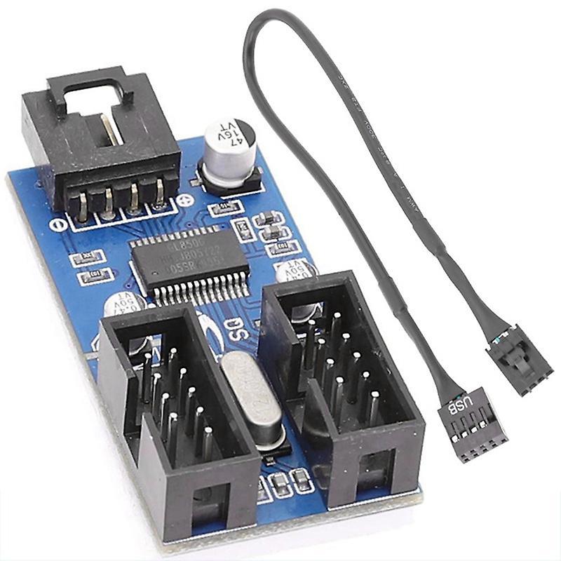 Male 1 to 2 Female 9pin Usb Header Extension Cable Card Hub Adapter