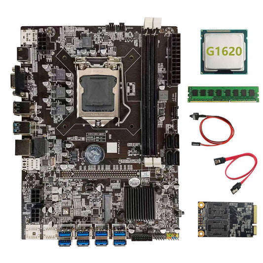 B75 Btc Mining Motherboard+g1620 Cpu+ddr3 4gb 1600mhz Ram+128g Ssd