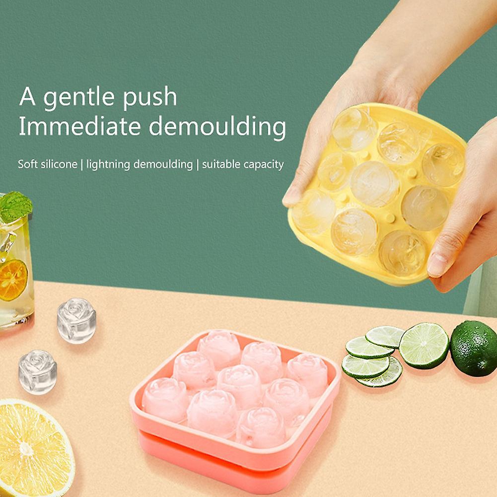 Silicone Molds Ice Tray 9 Grid Rose Ice Molds Diy Ice Cream Moulds -4