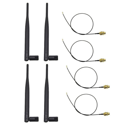 4 X 6dbi 2.4ghz 5ghz Dual Band Wifi Rp-sma Antenna + 4 X 35cm
