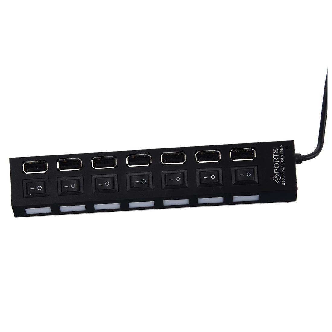 7-port Usb Hub with On / Off Switch, Black