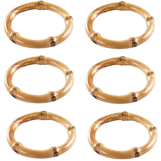 Handmade Bamboo Napkin Ring Natural Rustic Napkin Holders, Set Of 6