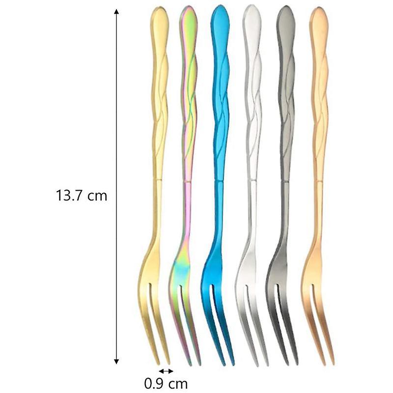 10pcs Stainless Steel Cake Fork 2 Prong Dinner Fork Rose Gold