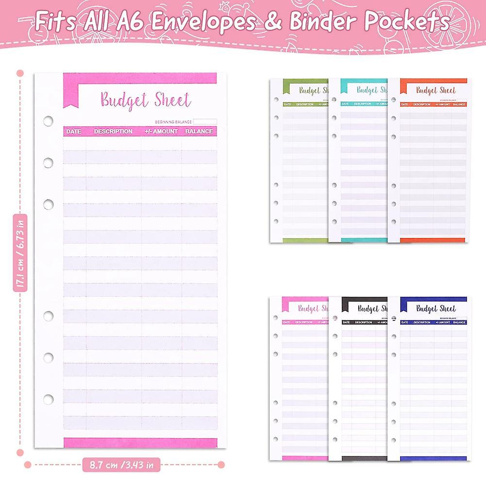 Expense Budget Sheet for A6 Binder, Tracker for Cash Envelope Wallet