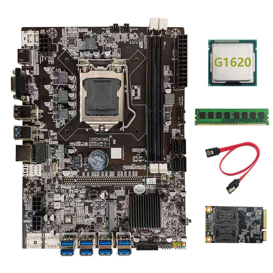 B75 Usb Btc Mining Motherboard+g1620 Cpu+ddr3 4gb 1600mhz Ram+ssd