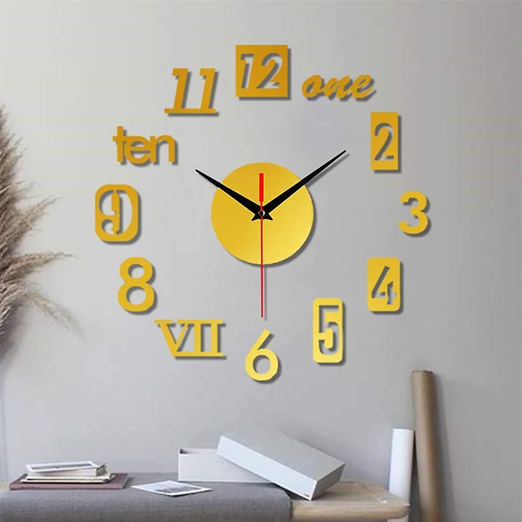 Diy Wall Clock - 3d Mirror Decor,wall Sticker Clock Home Decor Black
