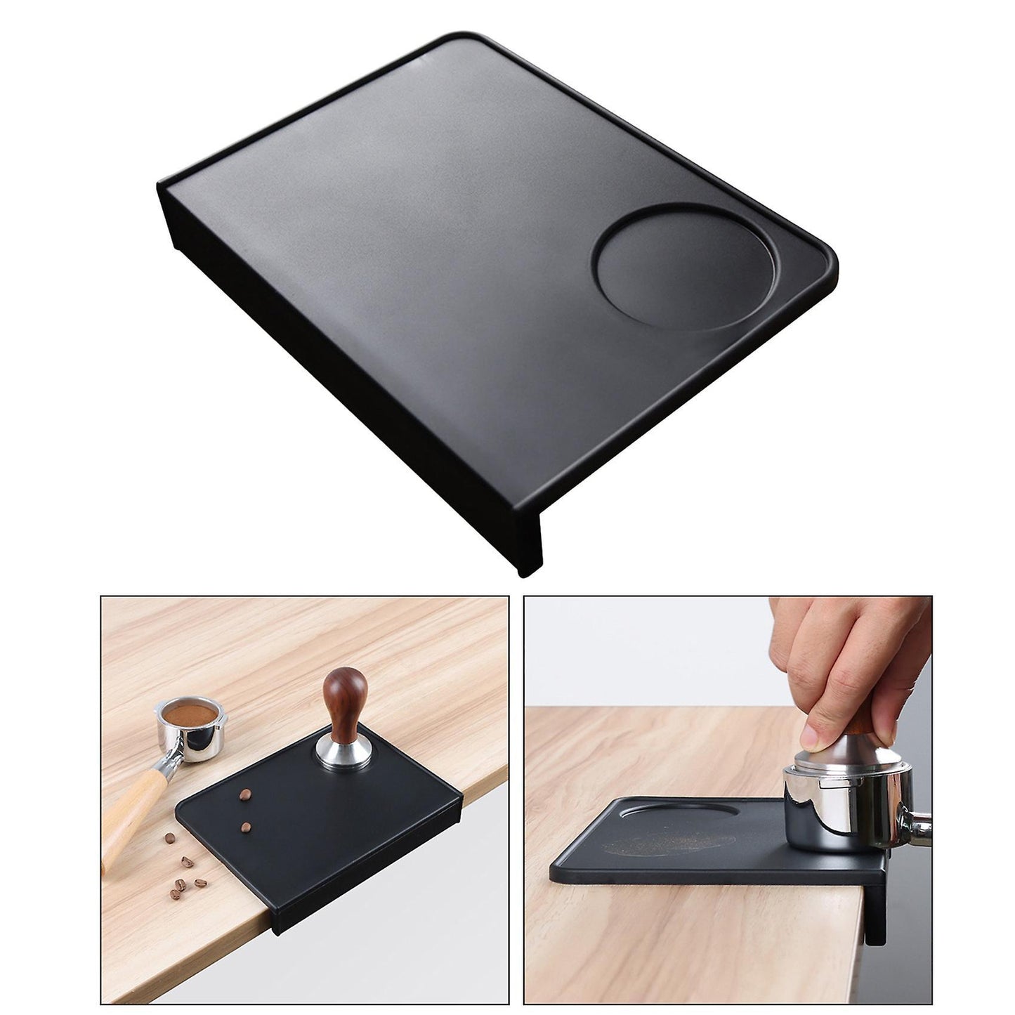 Coffee Tamper Mat Tamping Rest Holder Anti-skid Corner Edge Black