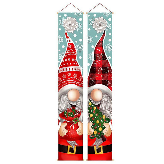 2pcs Christmas Outdoor Banner Hanging Sign Home Decoration Ornaments