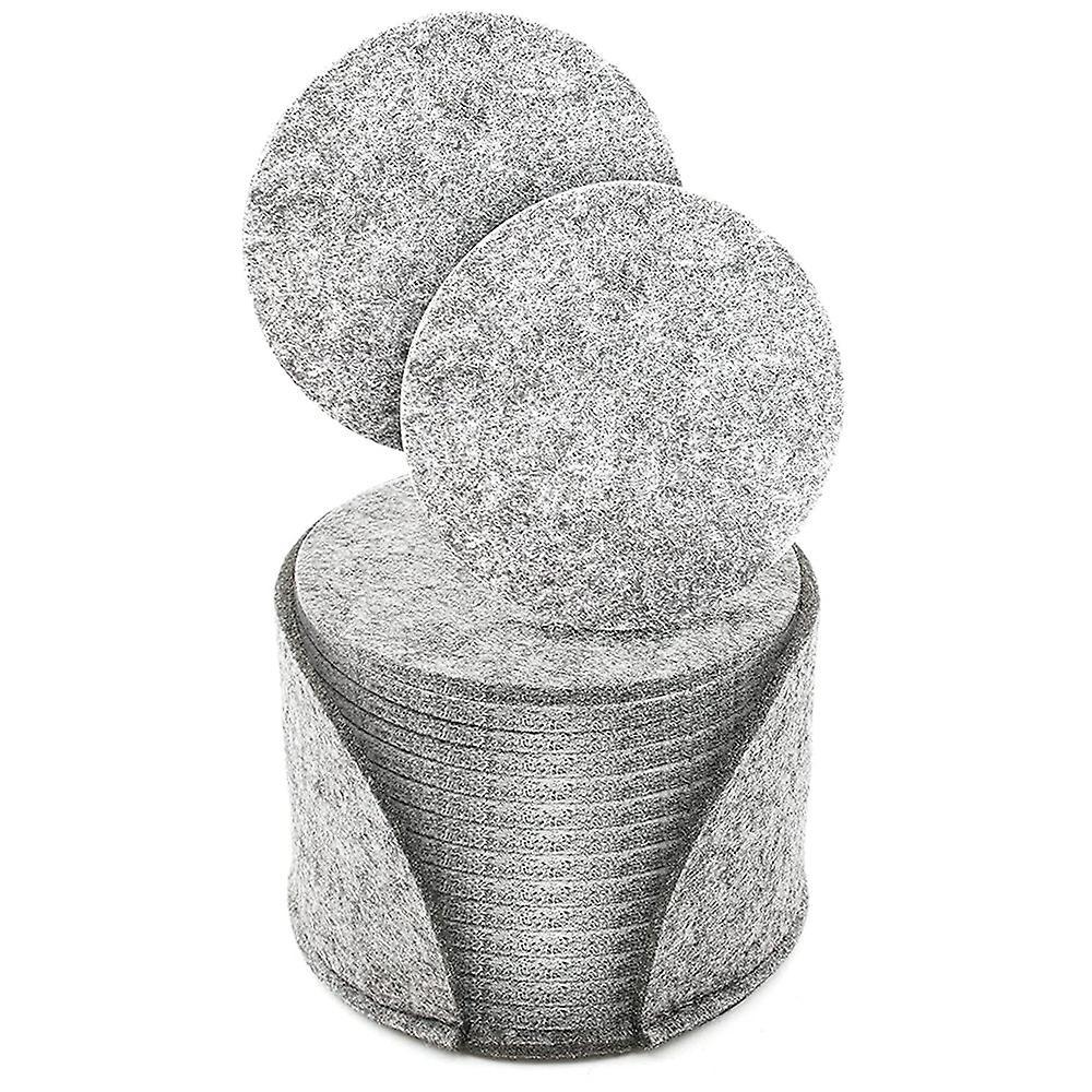 For Glasses, Set Of 14, Felt Coasters with Storage Box, (light Gray)