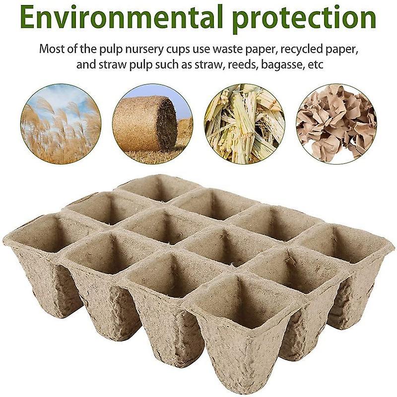 Seedling Tray 10 Square Peat Pots Plant Nursery Biodegradable Pots