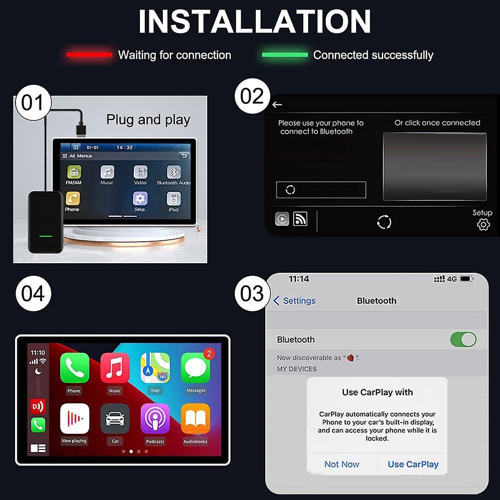 For Factory Wired Carplay Cars, Upgrade Wired to Wireless (black)