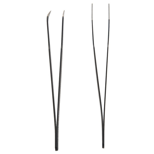 2 Pcs 13cm Length Black Anti-static Straight Curved Tweezers