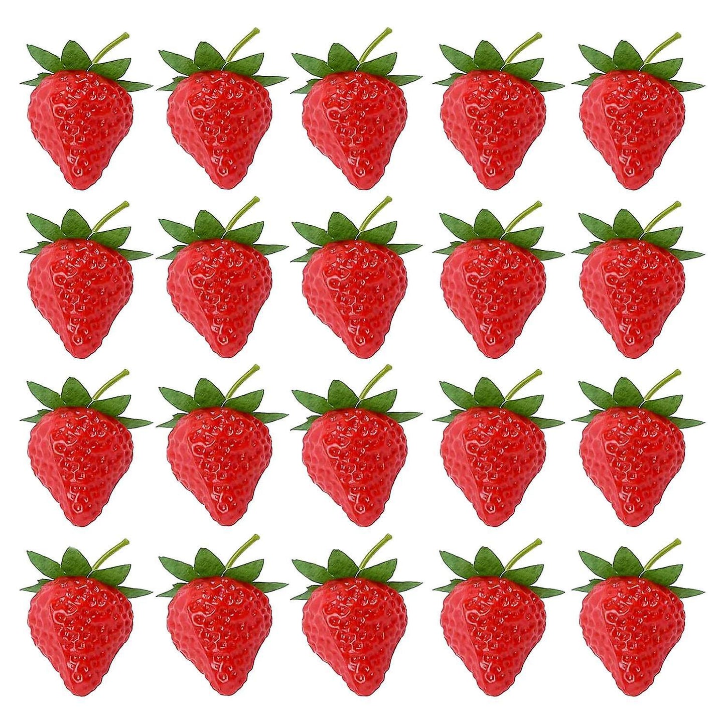 20 Pieces Artificial Strawberry Fake Fruit Strawberries, Small