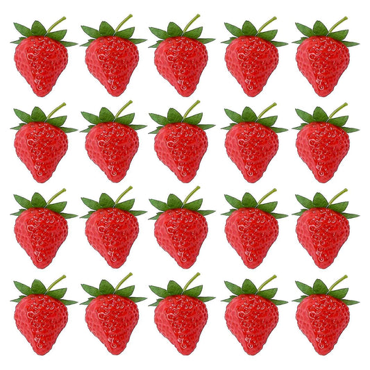 20 Pieces Artificial Strawberry Fake Fruit Strawberries, Small