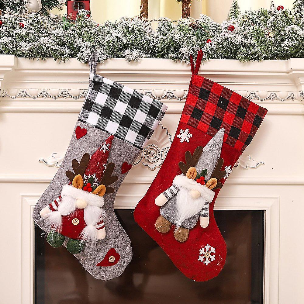 Christmas Stockings with 3d Santa Claus, Fireplace Christmas, A