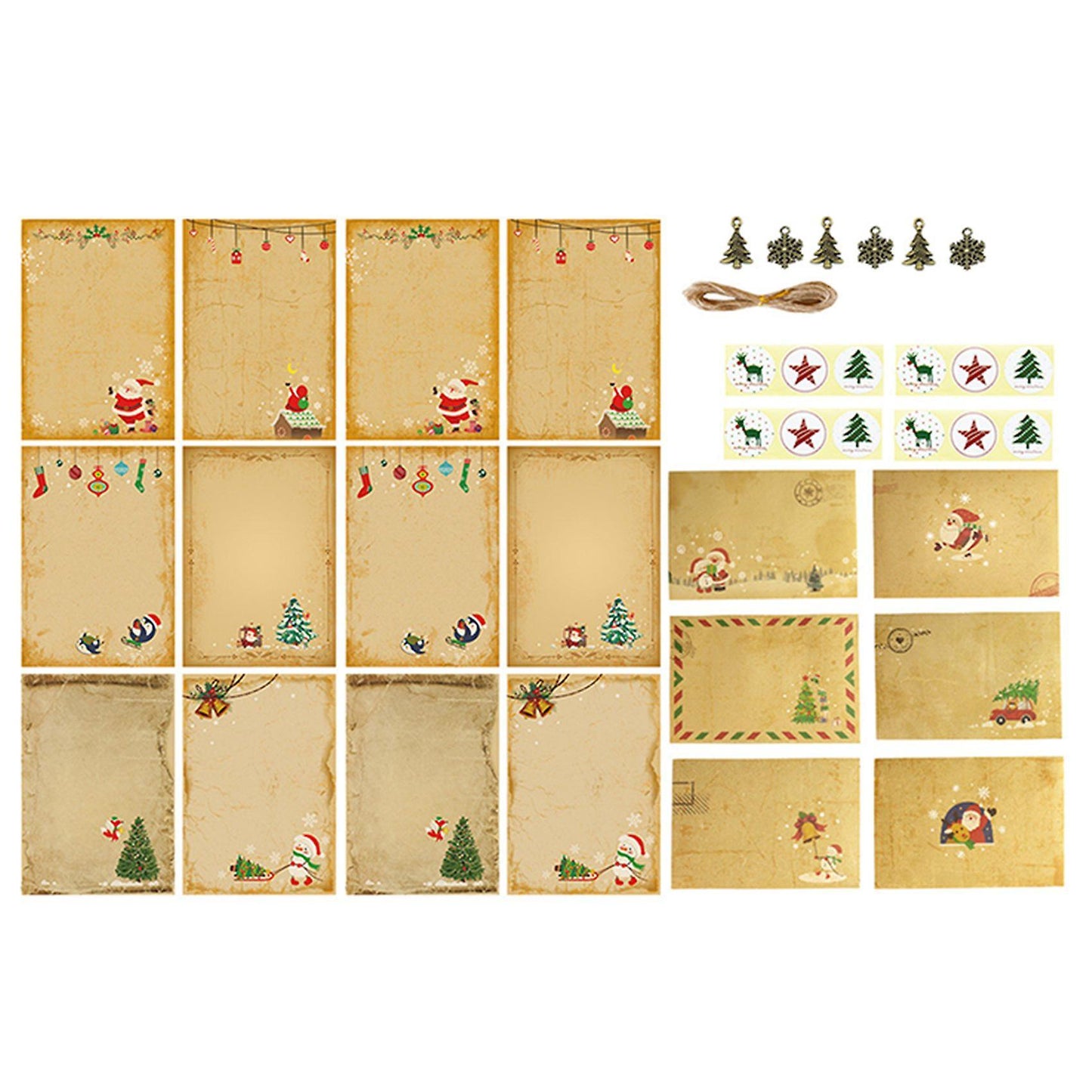 37pcs Christmas Gift Envelope Stationery Set Kraft Paper