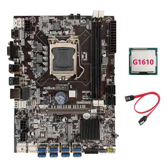B75 Btc Mining Motherboard+g1610 Cpu+sata Cable Lga1155 Usb Adapter