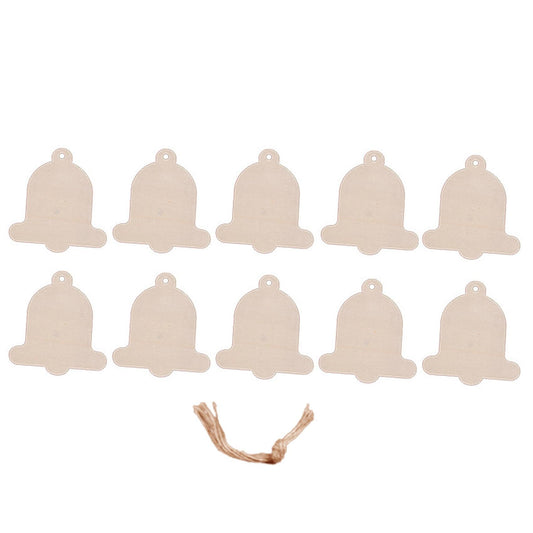 10pcs Christmas Wood Chip Pendant, Creative Home Decoration Bells