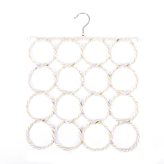 16 Holes Ring Rope Scarf Holder Hanger Shawl Storage Hook Rack