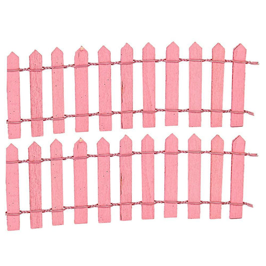 2pcs Wooden Fencing Wood Barrier Diy Mini Landscape Fairy Garden Pink