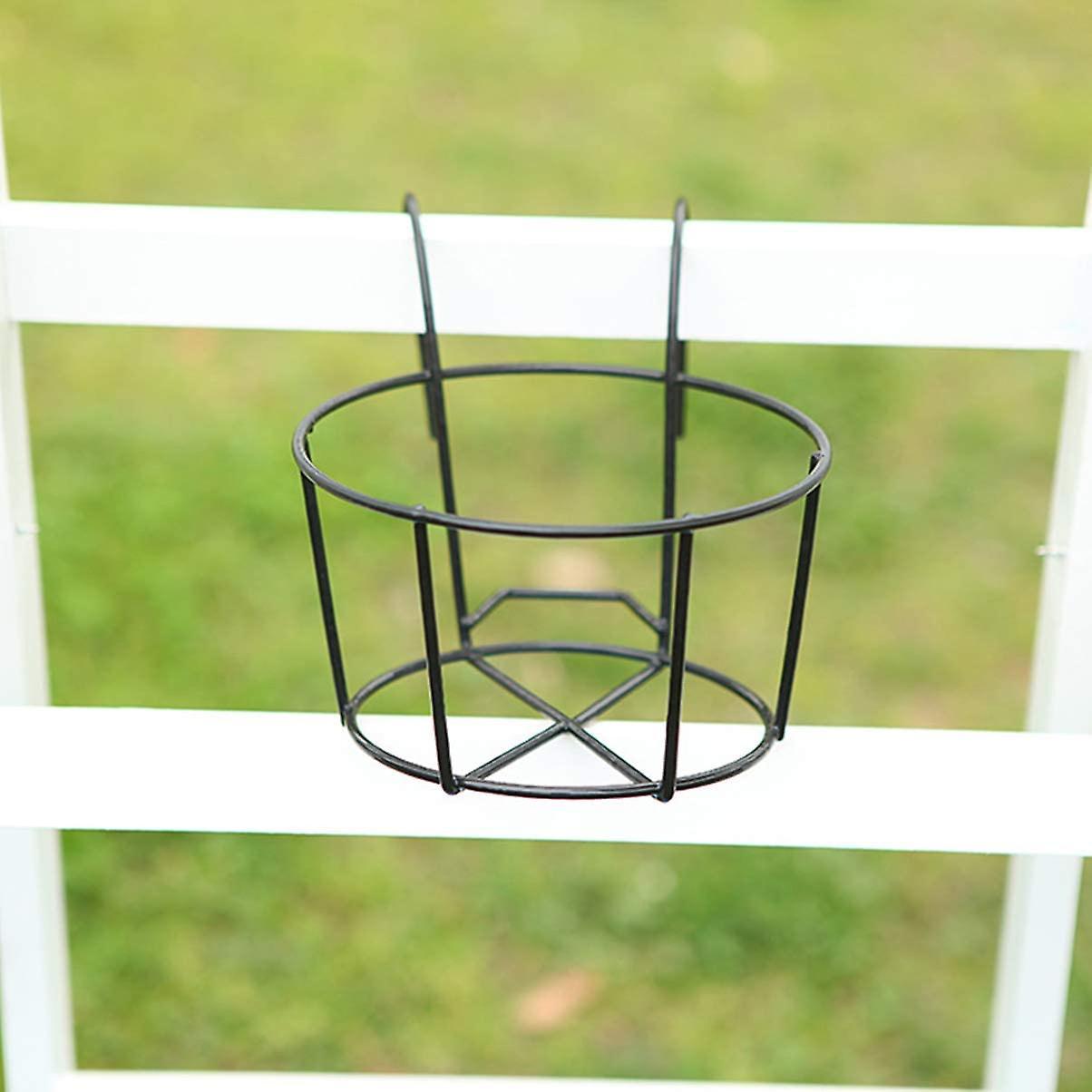 Balcony Flower Stand Wrought Iron Potted Plant Hanging Mount(black)