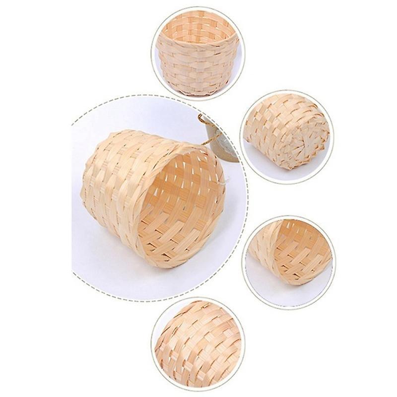 10pcs Artificial Flowers Basket Straw Handmade Rattan Bamboo Baskets