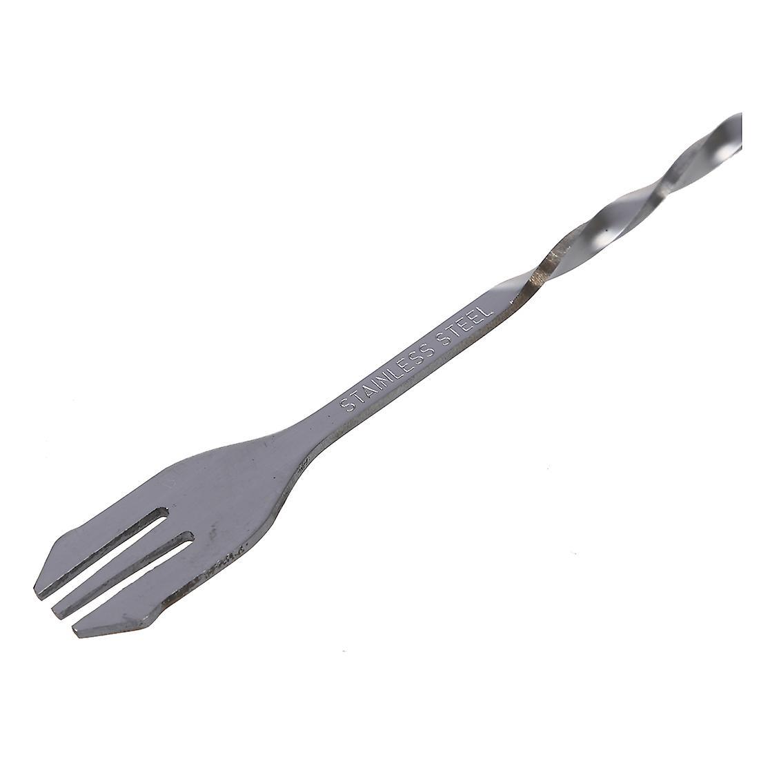 2pcs New Stainless Steel Bar Cocktail Twisted Mixing Spoon Fork Diy Set
