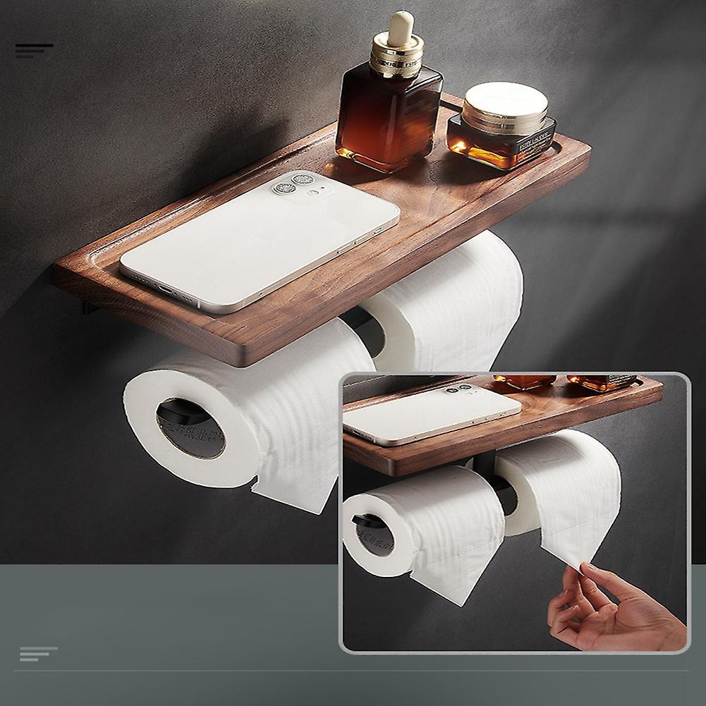 Walnut Paper Holder Bathroom Shelf Phone Rack Bathroom Accessories