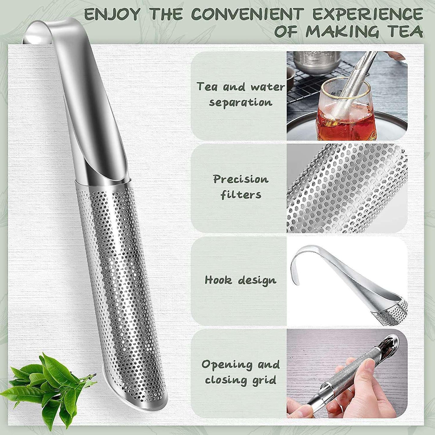 3pieces Stainless Steel Tea Strainer,pipe Tea Strainer for Tea Leaves