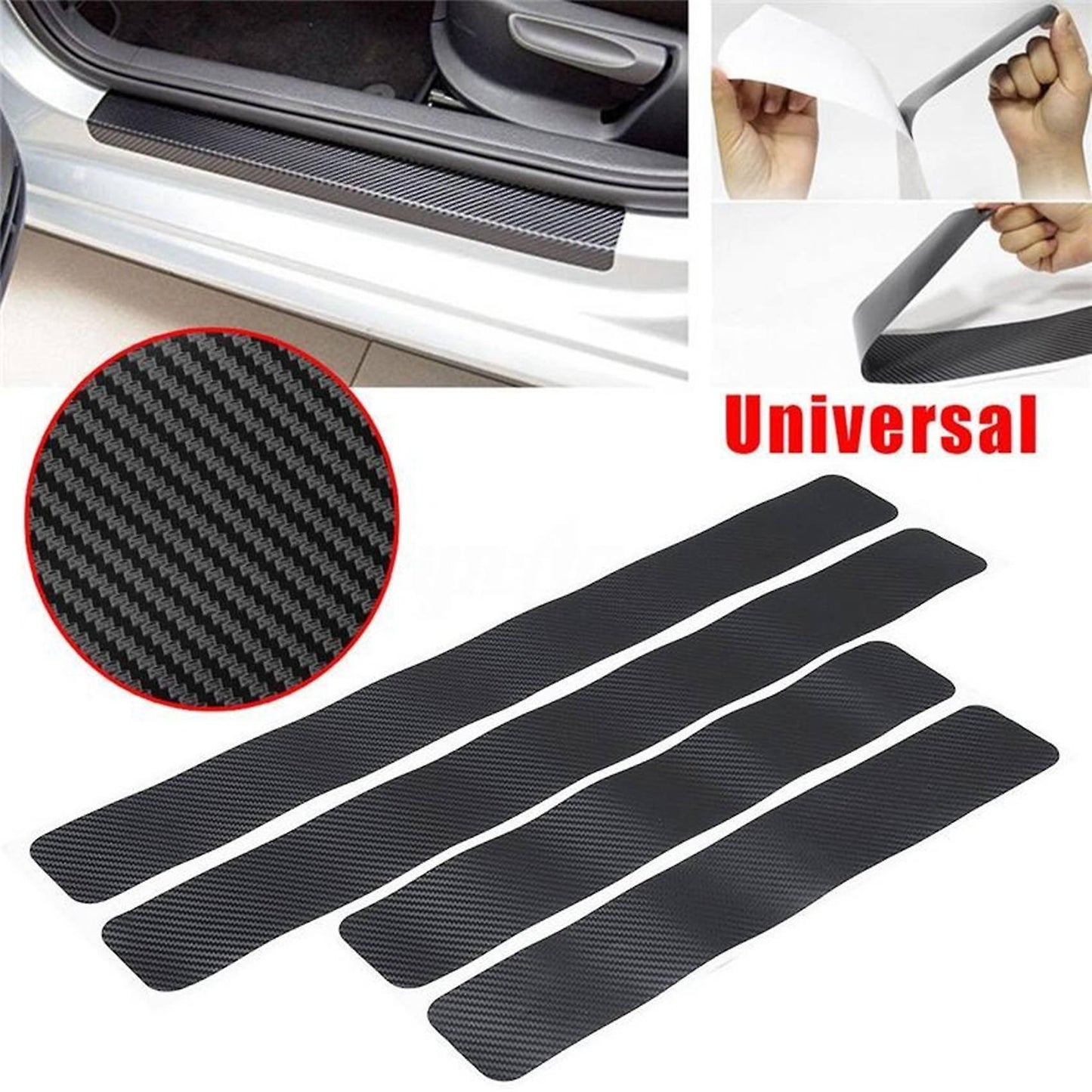 8pcs/set Car Door Sill Scuff Welcome Pedal Protect Fiber Stickers