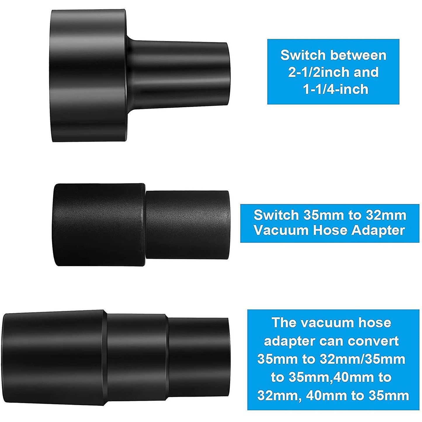 3 Pieces Universal Vacuum Hose Adapter Attachments for Vacuum Cleaner
