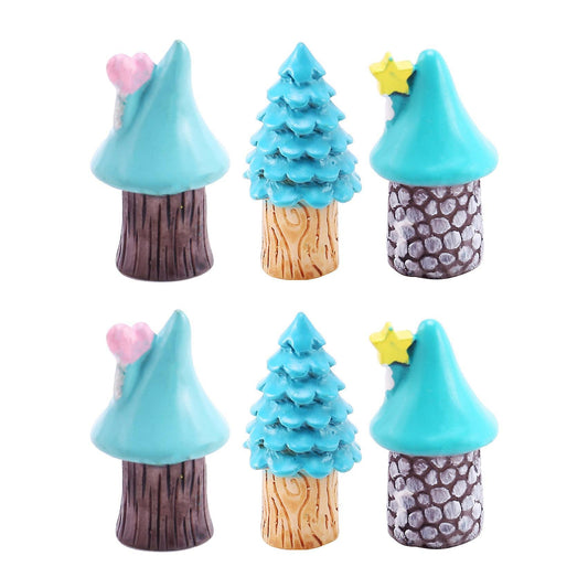 6x Miniature Fairy Garden Vase Mushroom House Pot Figurine (blue)