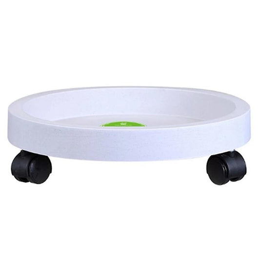 Removable Flower Pot Tray Universal Wheels Plastic Pot Rack-white