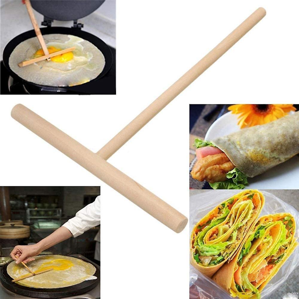 4pcs T Shape Crepe Pancake Wooden Spreader Stick for Making Crepes