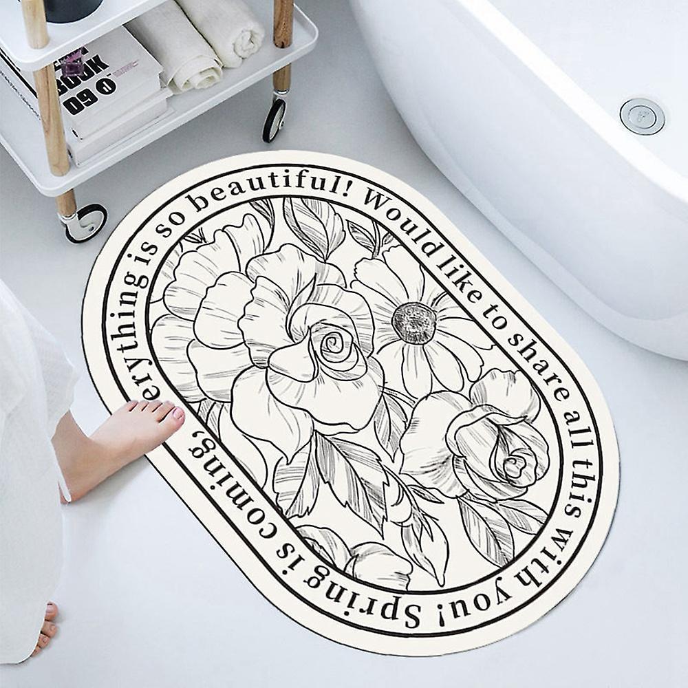 Bath Shower Mat Doormat Absorbent Flower Carpets Entrance(a,40x60cm)